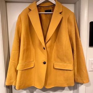 Talbots Blazer Jacket Women 22W Mustard Yellow Wool Two Button Work Suit